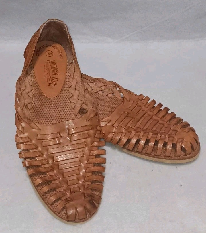 Panama Jack Leather Huarache Sandals Mens Size 10 Brown Genuine Leather Upper...