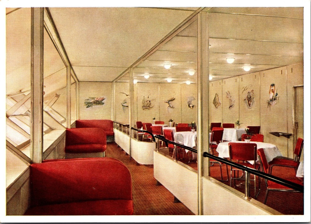 Mint Germany Stamp Zeppelin LZ 129 Hindenburg Lunch Room RPPC Postcard