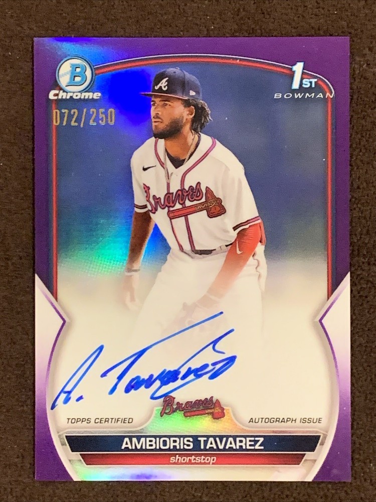 2023 Bowman Chrome Ambioris Tavarez Purple Refractor 1st Auto SN, /250