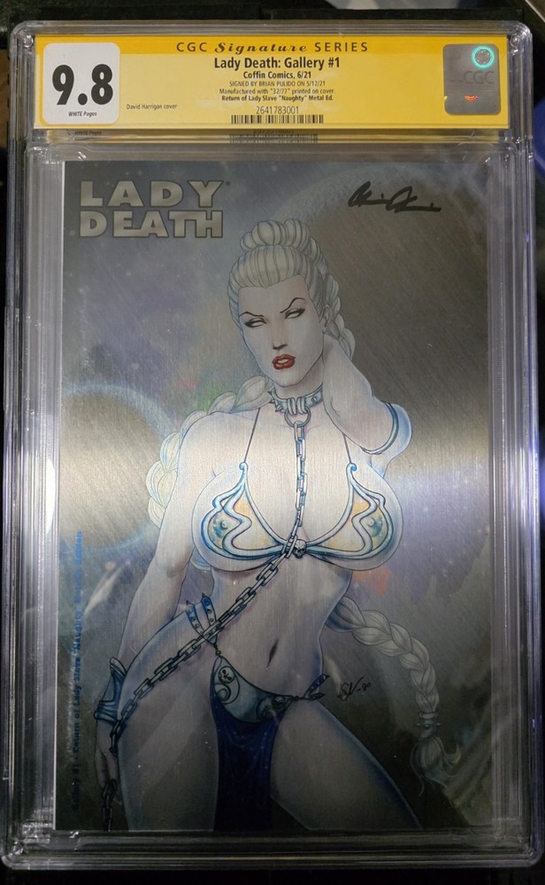 LADY DEATH: GALLERY #1 CGC 9.8 NM 🔥 Lady Slave Naughty Metal Ed.🔥Coffin #32/77