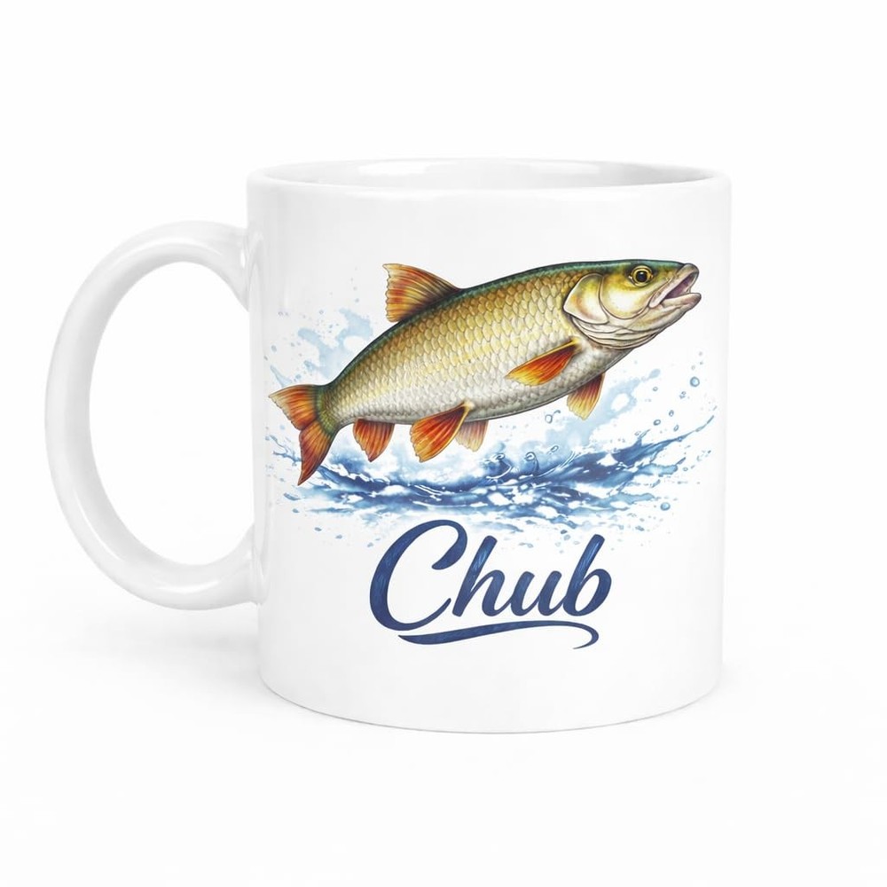 Chub Fishing Mug Brew Crew Gifts White Ceramic 11 Oz Dishwasher Safe