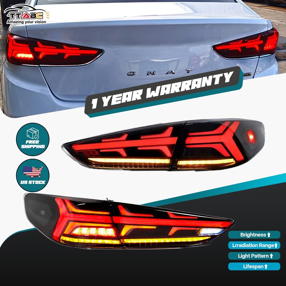 2018-2019 Hyundai Sonata Smoke LED Tail Lights with DRL & Startup Animation