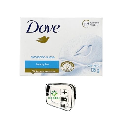 Dove Exfoliating Beauty Bar Soap 8-Pack with TSA Travel Bag 135g  