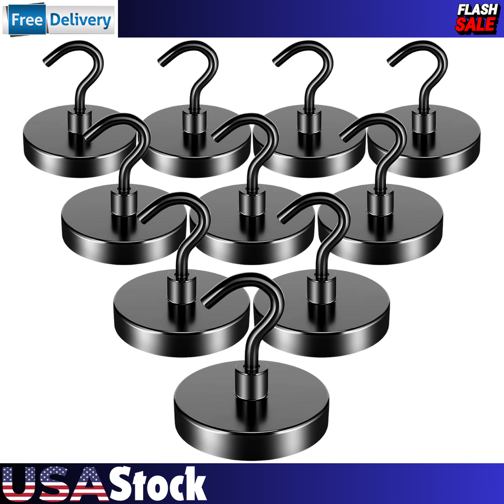10 Pack 80LBS Heavy Duty Magnetic Hooks Magnet Hook for Hanging, Strong Magnetic