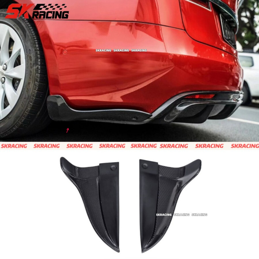 Carbon Fiber Rear Bumper Side Splitters for 2016-20 Tesla Model S
