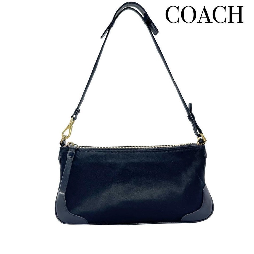 COACH Black Satin Leather One Handle Mini Bag Handbag Formal Style 831