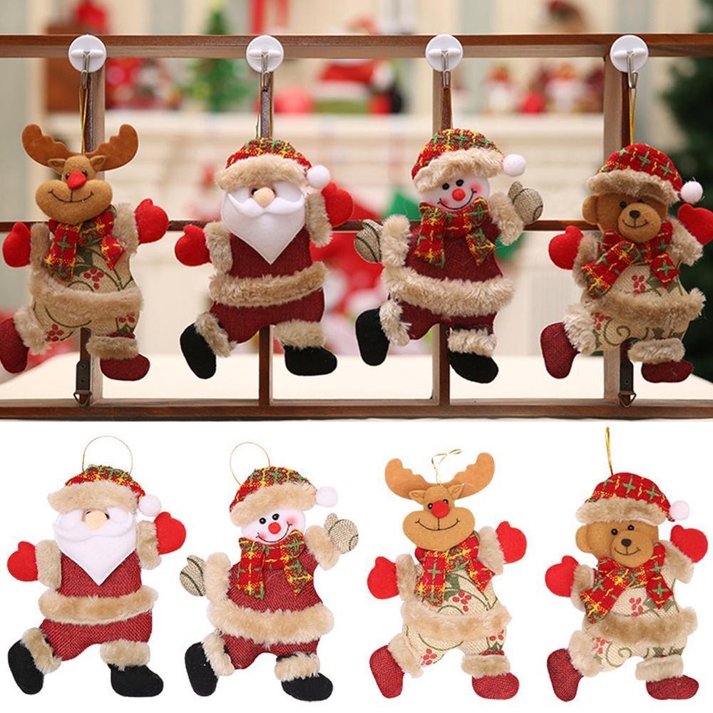 Merry Christmas Plush Doll Ornaments Santa Claus Snowman Elk Pendant C7W5