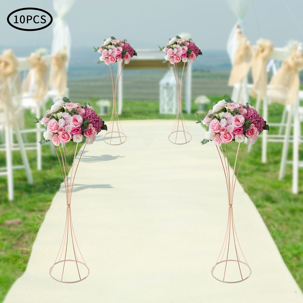 10pcs Flowered Iron Trumpet Vase Elegant Wedding Centerpieces Gold Vases