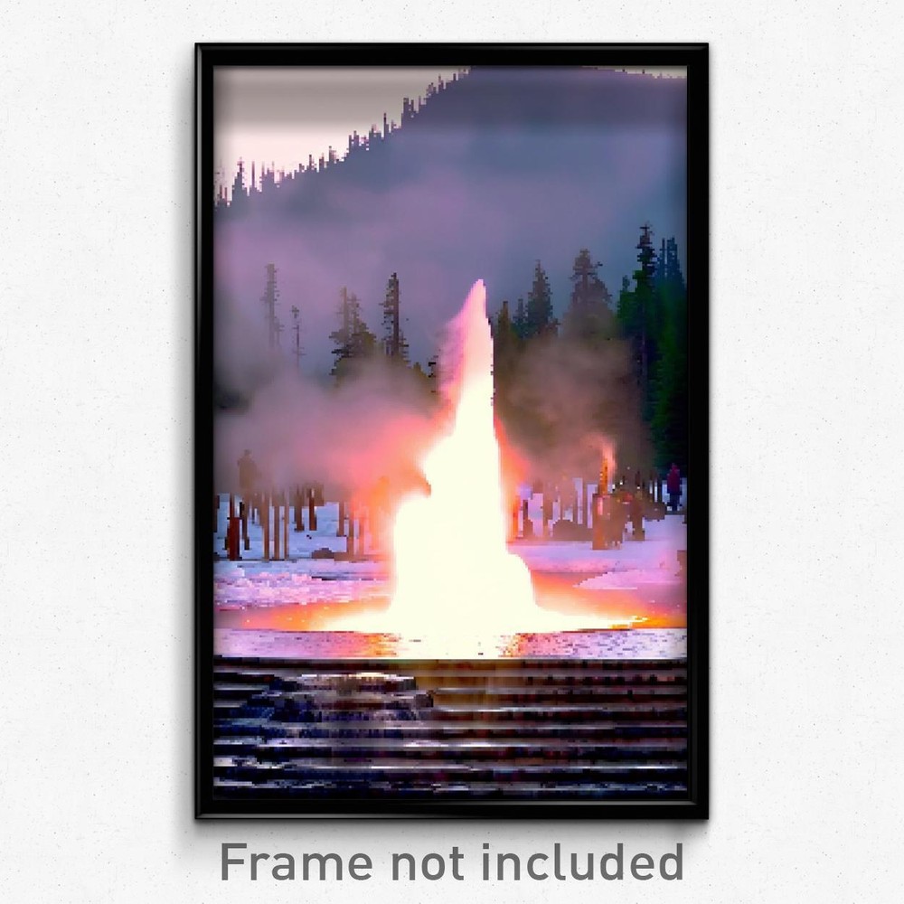 8-Bit Psychedelic Pixel Art Poster - Crowded Geyser Trippy Gamer Print