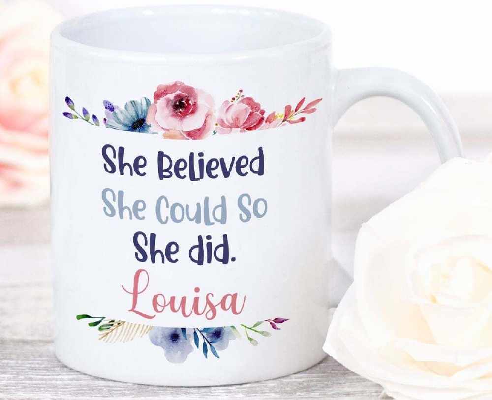 Personalised She Believed She Could So She Did Mug Motivational Mug Gift Women