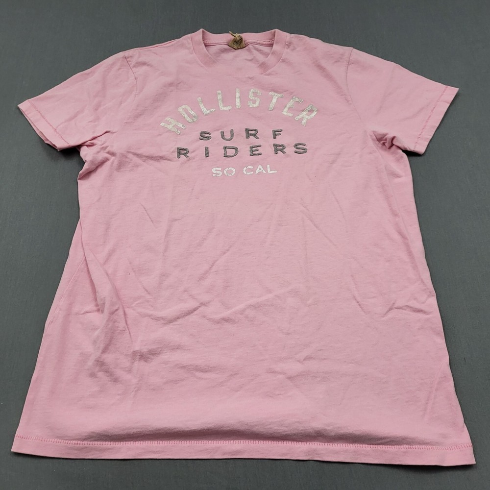 Hollister Shirt Mens XL Short Sleeve Surf Riders Knit Pullover Pink