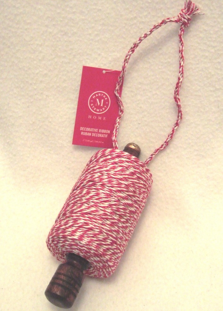 Martha Stewart Metallic Red Gold White Twisted Cording Wooden Spool 175 Yd Craft Thread