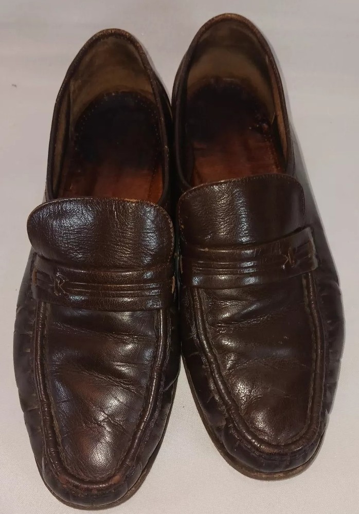 Florsheim Sz 11 D Brown Moc Toe Penny Loafer Slip On Smooth Leather Dress Shoe