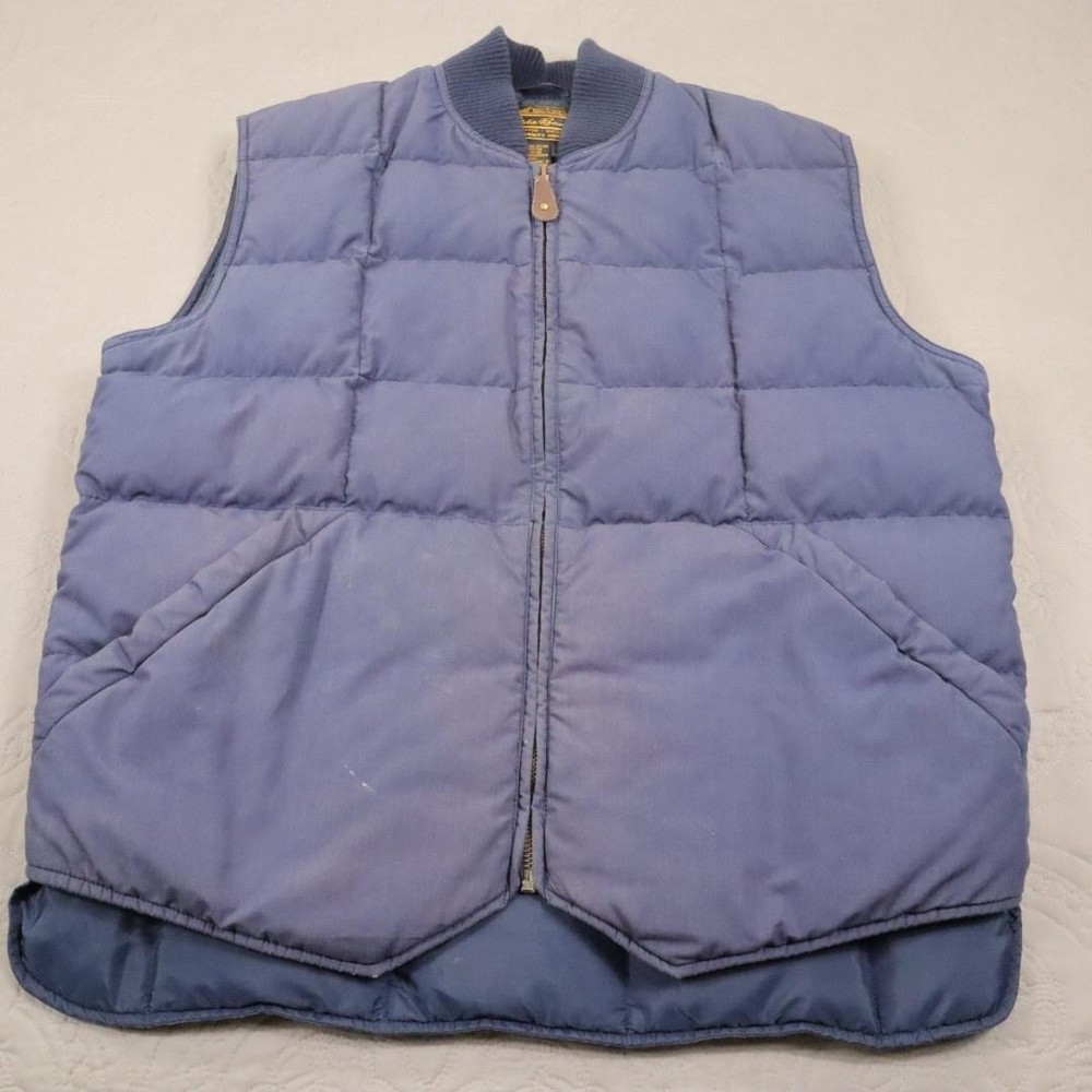 Vintage Eddie Bauer Downlight Vest Men M Blue Goose Down Puffer Quilted 80s