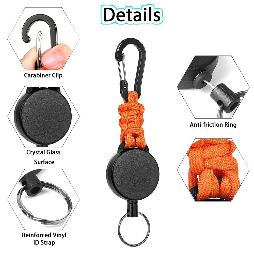 Heavy Duty Retractable Keychain Tool Holder with Steel Clip Belt Reel