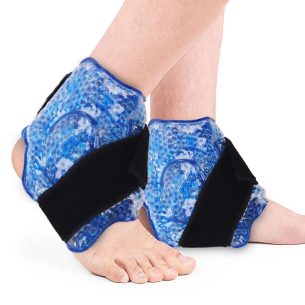 Reusable Gel Ice Pack for Ankle - 2 Cold Therapy Wraps for Sprains & Swelling Relief