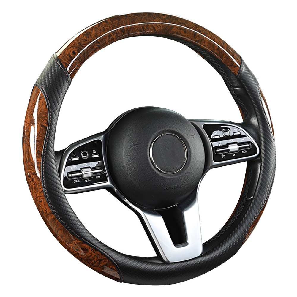 For Honda Carbon Fiber Car Steering Wheel Cover Wood Grain Accessories Non-Slip