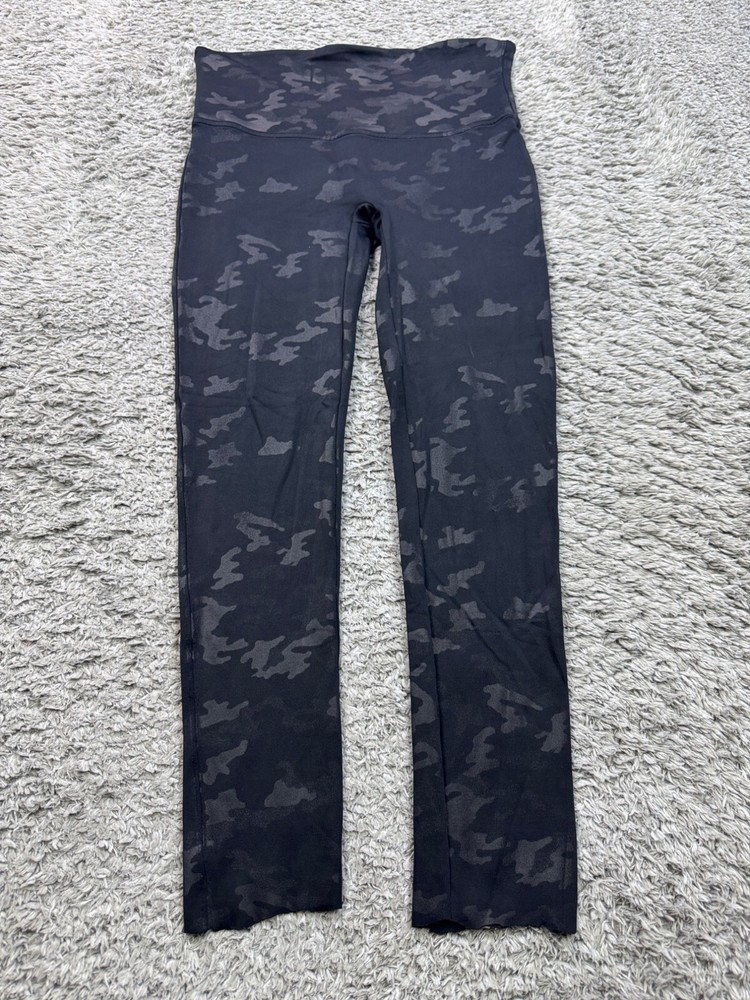 Spanx Women's Large Black Camo Leggings Gym Yoga Pull On Pants