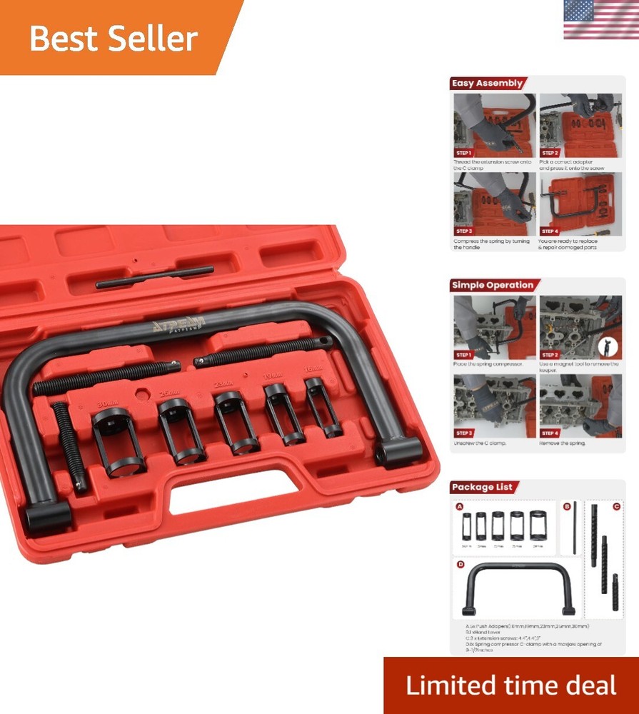 Auto Valve Spring Compressor C-Clamp Tool Set for Motorcycle ATV Car Small Engine Repair