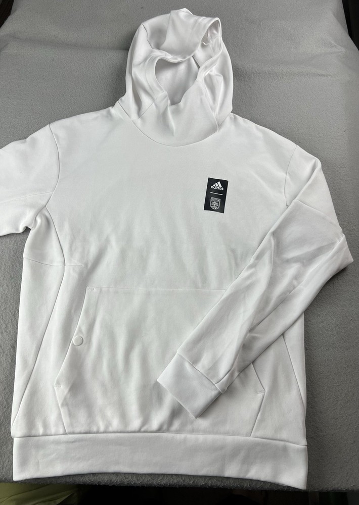 Austin FC Adidas White Hoodie Mens Small MLS Soccer Pullover Sweatshirt