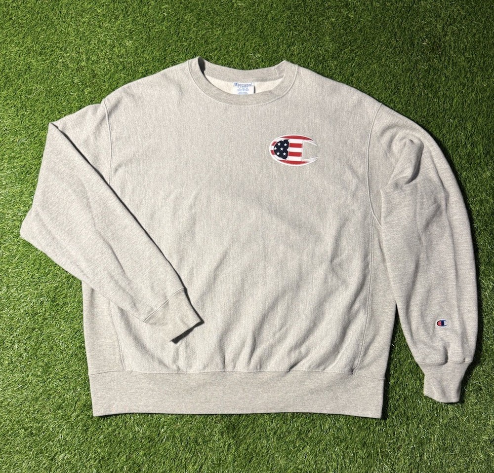Reverse Weave Men’s VTG Champion Embroidered USA Fleece Sweatshirt Size XL