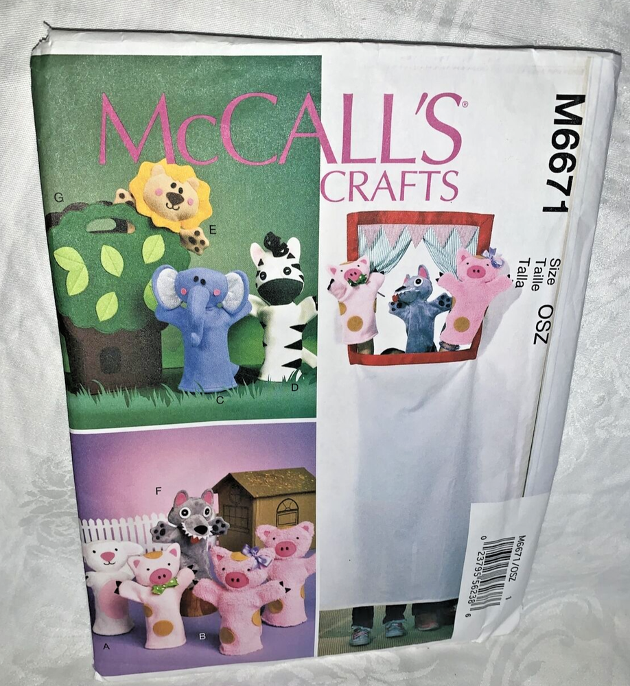 McCall's Sewing Pattern Puppets Assorted with Tree carry bag NIP uncut M6671