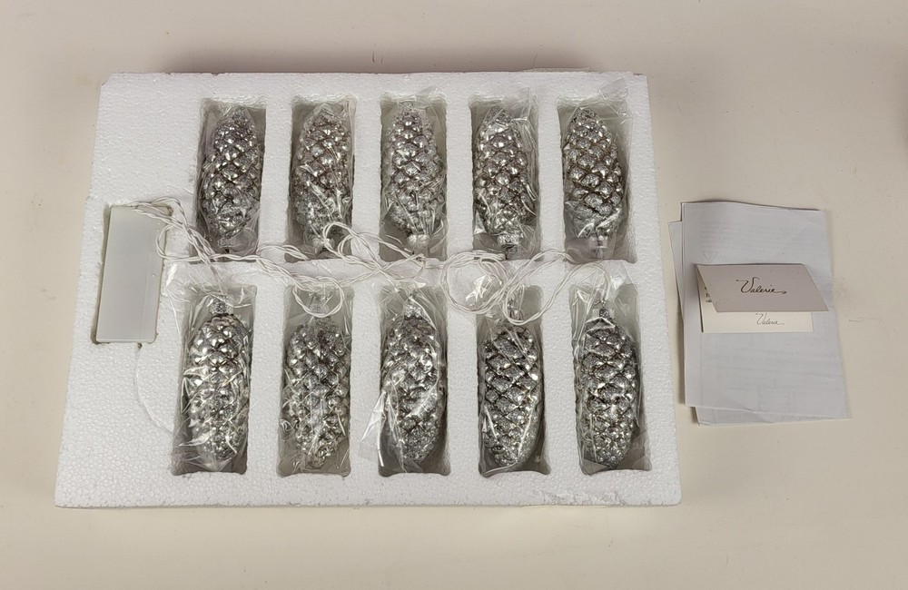 Valerie Parr Hill Illuminated Mercury Glass Pine Cone Light Strand Garland 6'