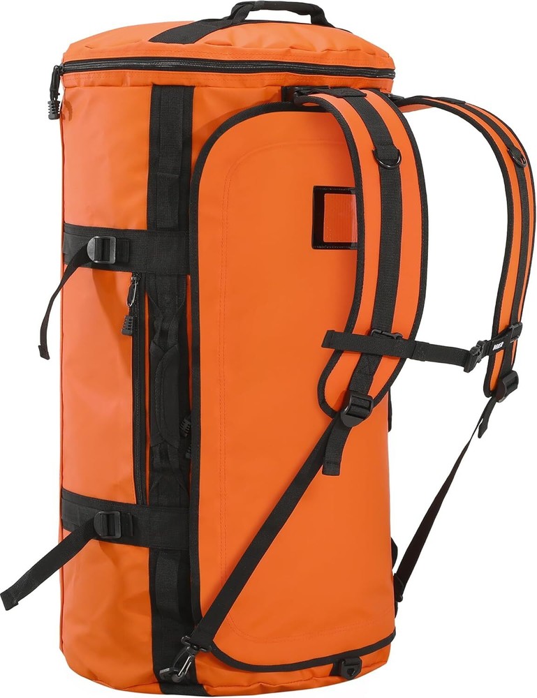 Large Duffle Backpack Sports Gym Bag with Shoe Compartment,Orange, 45L