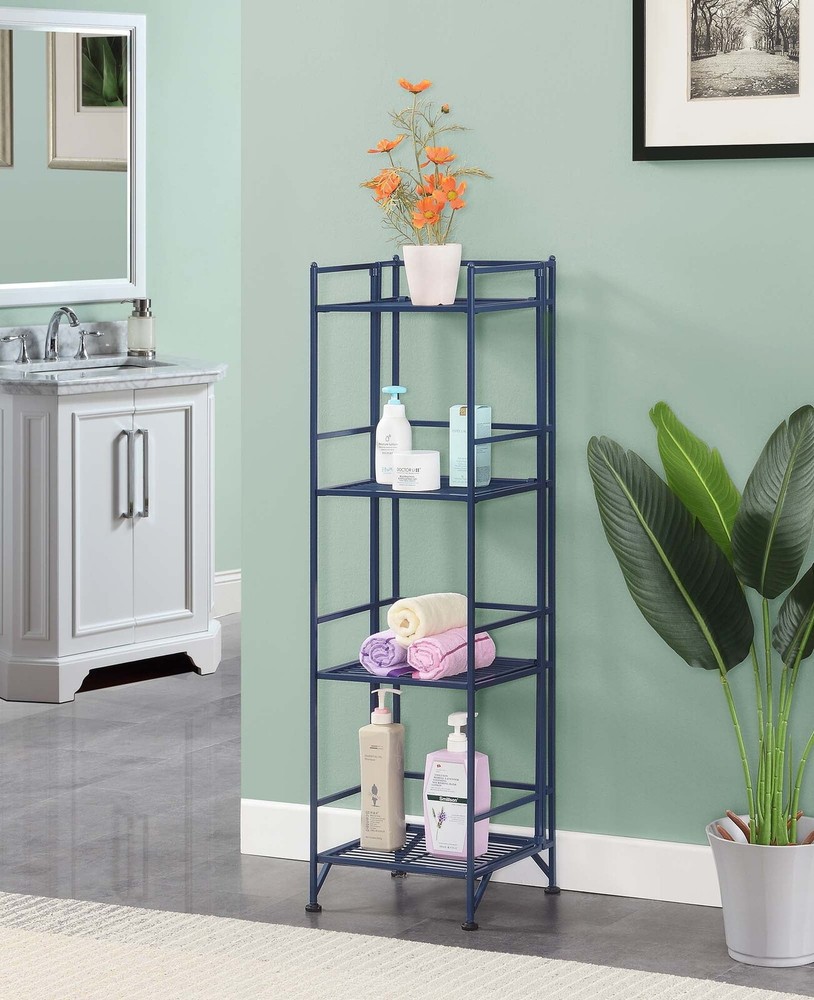 4-Tier Foldable Metal Storage Shelf – Space-Saving Organizer