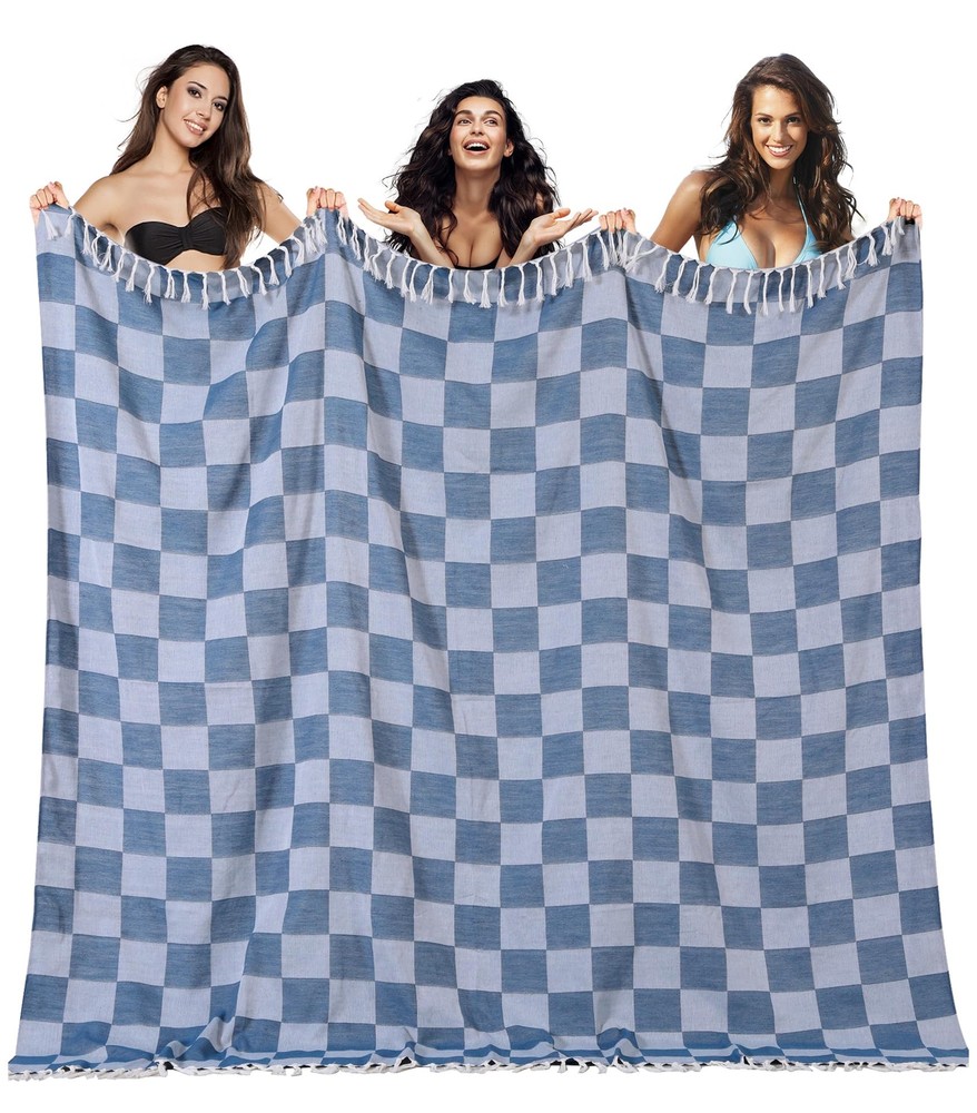 Extra Large Navy Turkish Beach Towel Picnic Camping Blanket for Outdoor Adventures