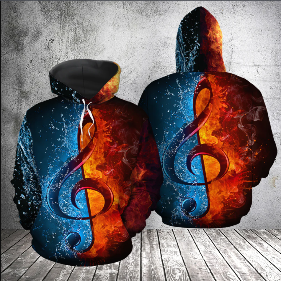 3d hoodie, Coule Hoodie Amazing Treble Clef Hoodie