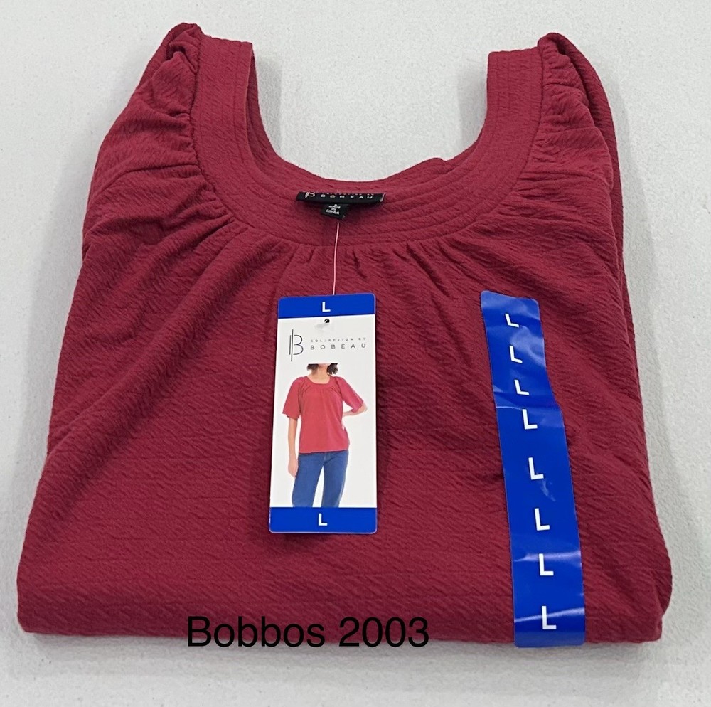B Collections by Bobeau Women's Flutter Short Sleeve Top, Red, Size L