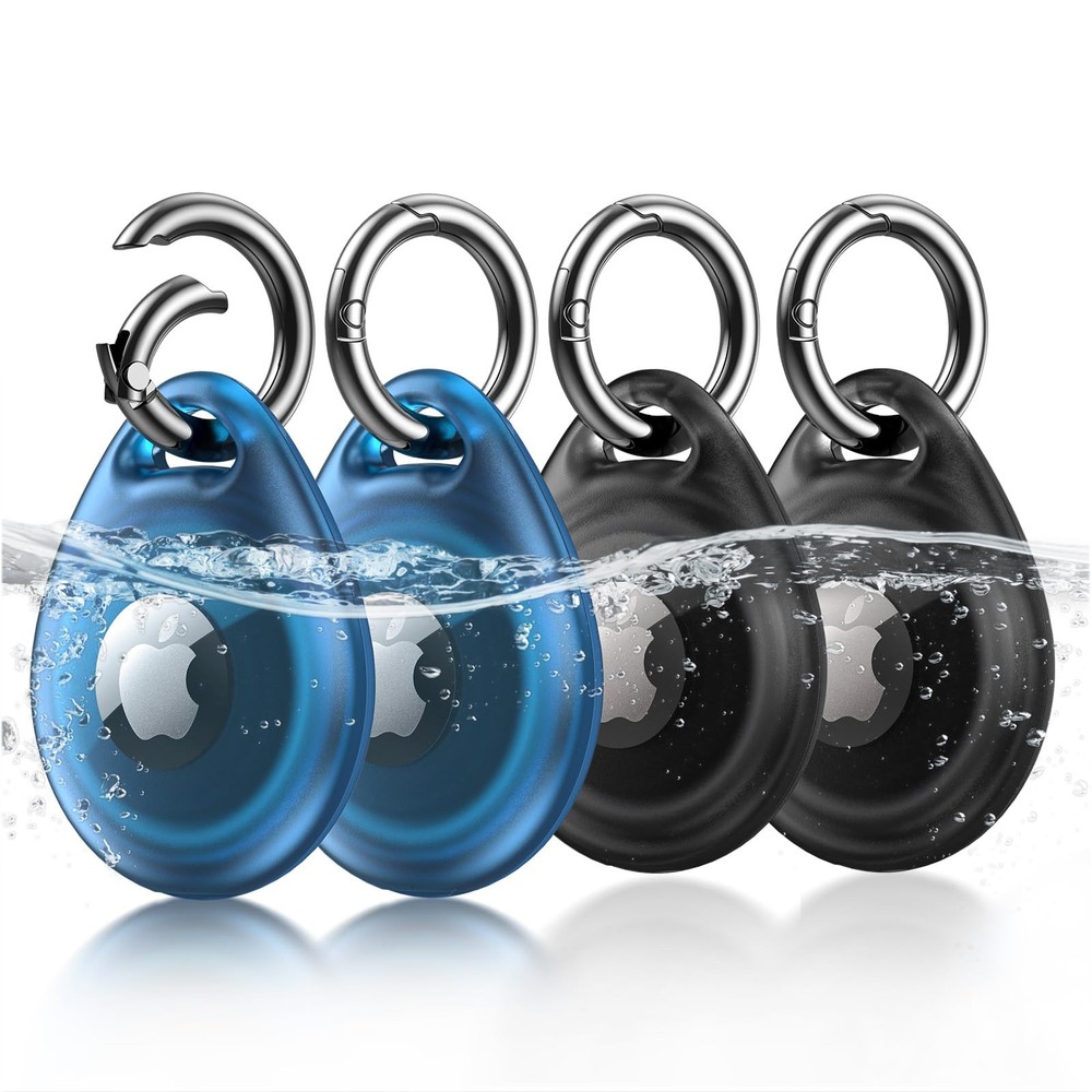 AirTag Holder 4-Pack IPX8 Waterproof Keyring Cover Case for Apple AirTag Accessories