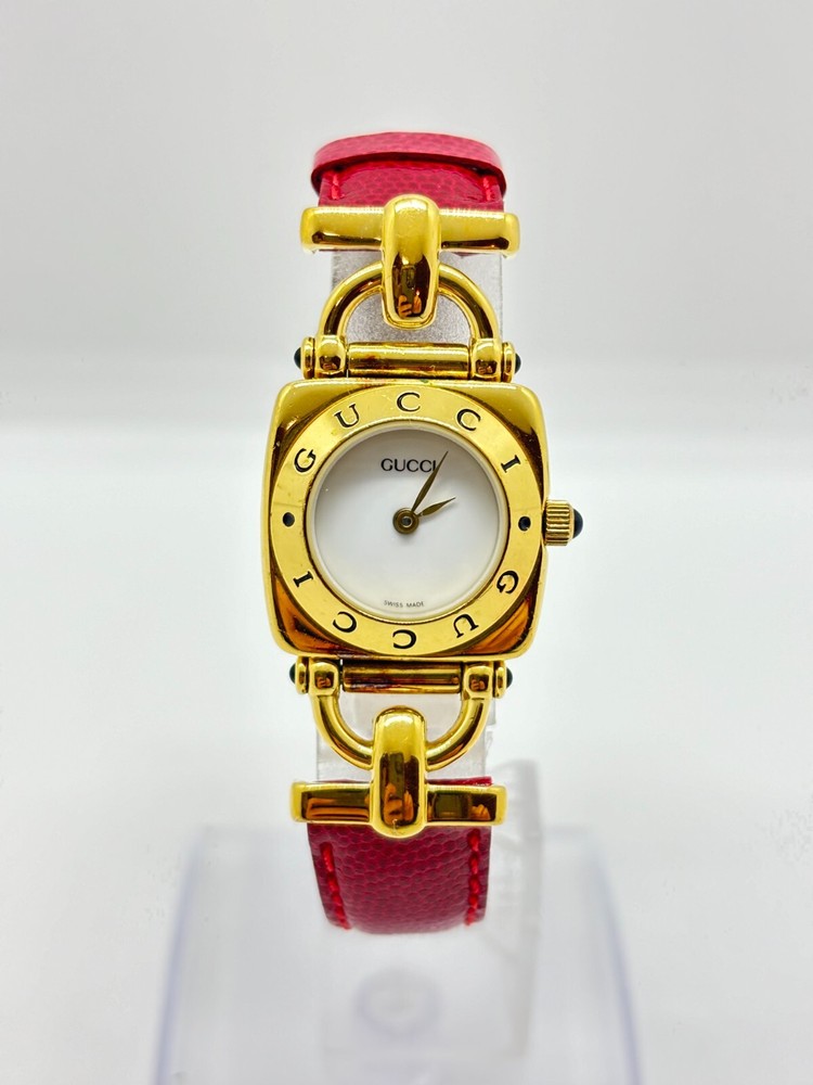 Gucci Horsebit 6300L Women's Quartz Watch Pink Strap JAPAN Used Working F/S