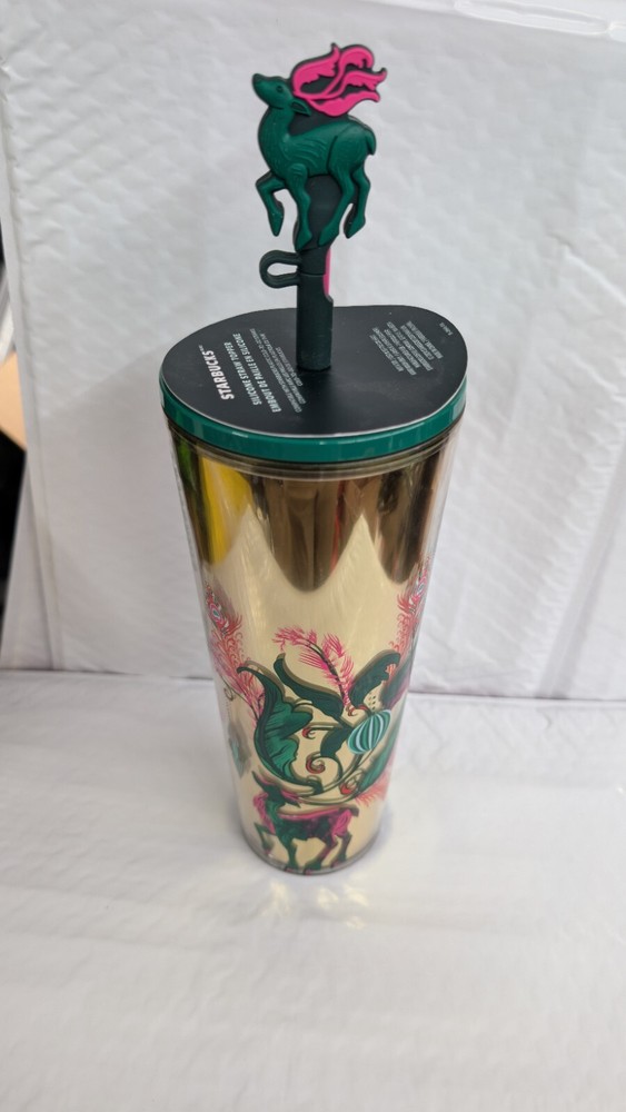 Starbucks 2024 Holiday Reindeer (Peacock Collection) Cold Cup NWT
