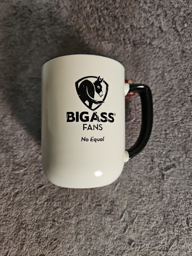 Big Ass Fans No Equal Stoneware Coffee Mug Creme & Black 12oz.