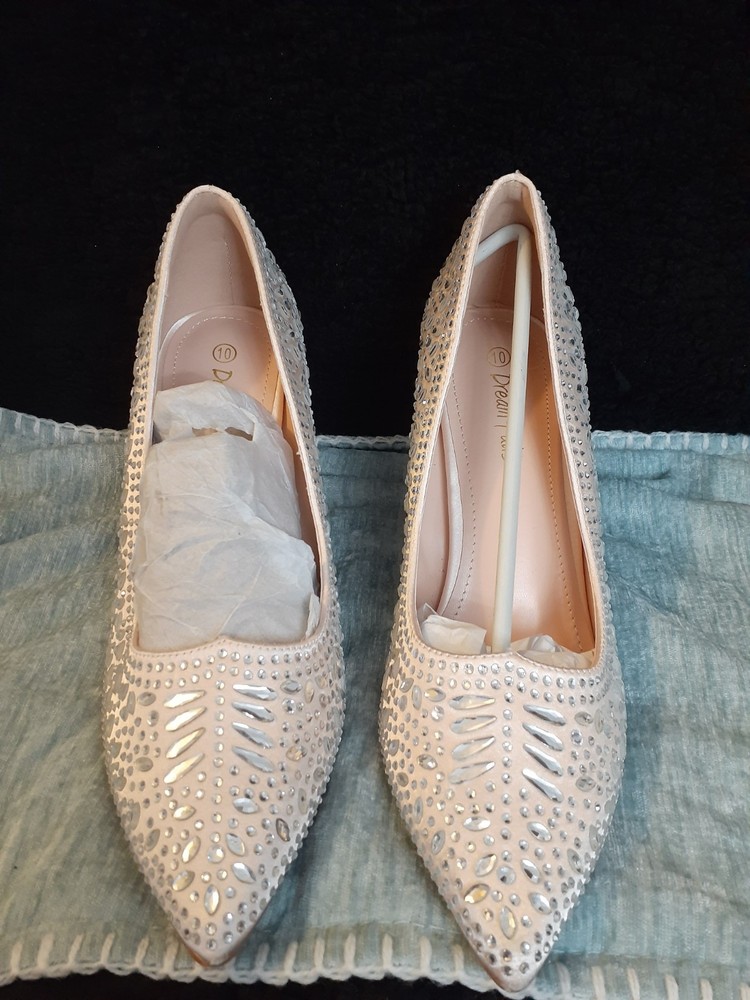 Dream Pairs Women's Elegant Pink Satin Rhinestone-Embellished High Heel Stiletto Pumps with Pointed Toe - Size 10