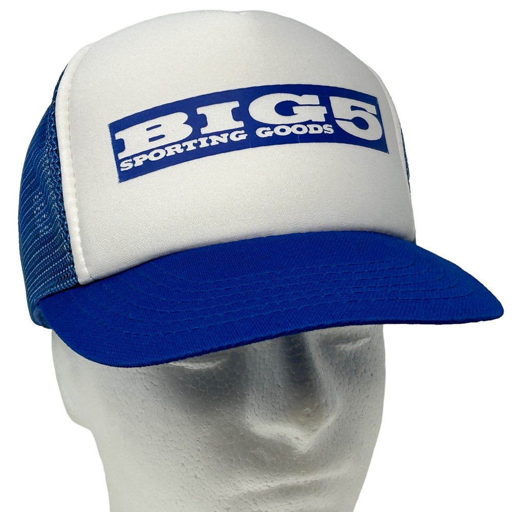 Vintage Big 5 Sporting Goods Trucker Hat Baseball Cap 90s Blue Mesh Snapback