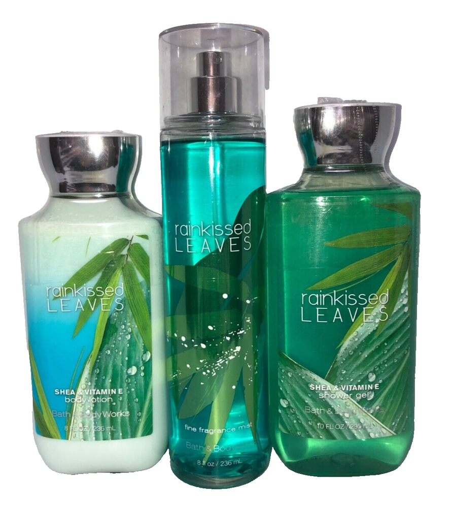 Bath & Body Works RAINKISSED LEAVES MIST GEL BODY LOTION SEALED RAIN KISSED 3PC