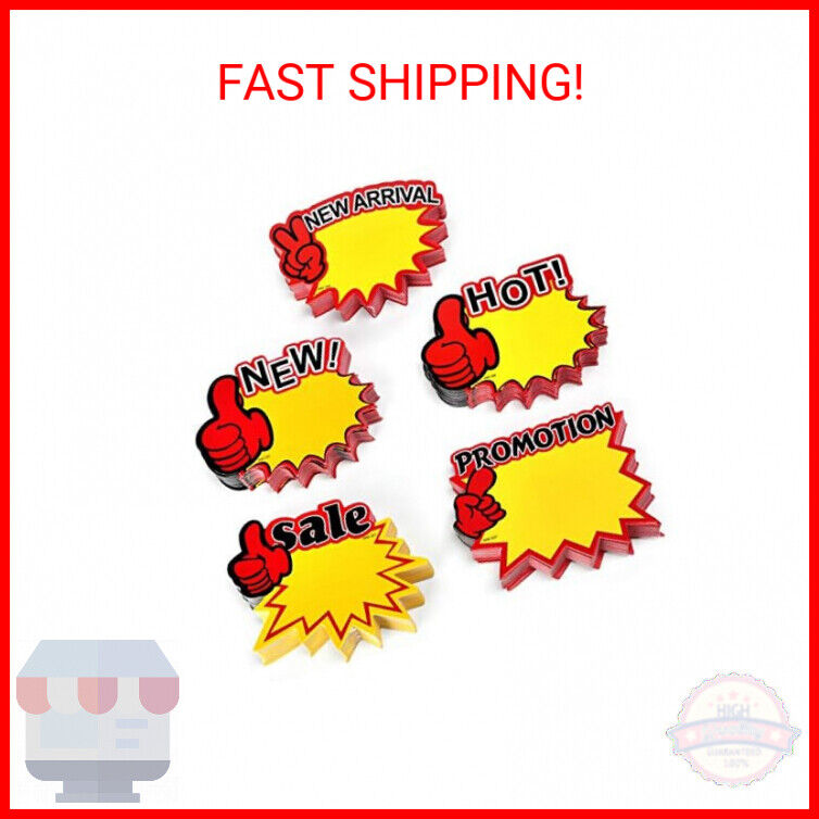 250Pieces English Label Tags Burst Signs Star for Retail, Mini Size 5 Blank Star