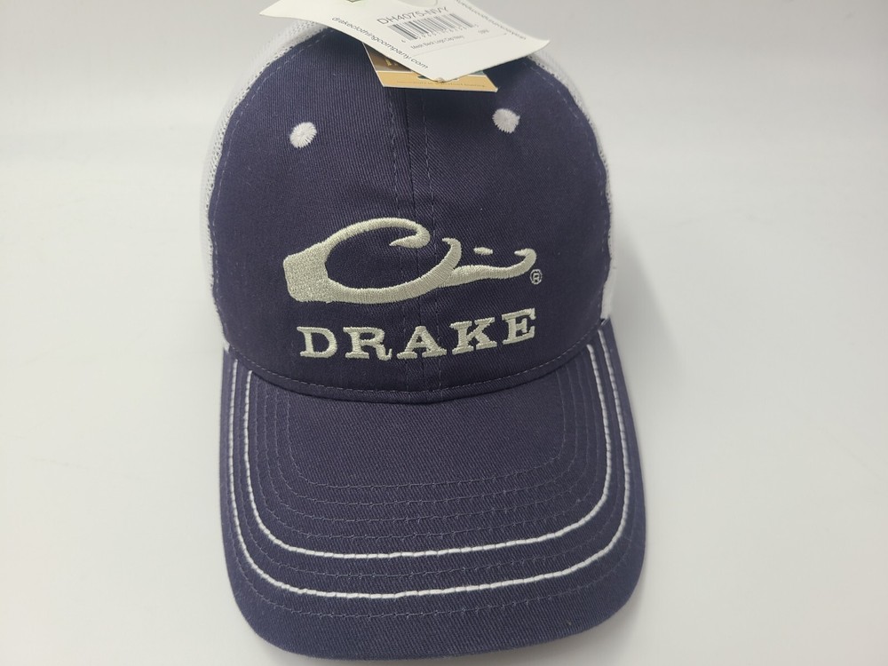 Drake Waterfowl Mesh Trucker Adjustable Hat Cap Fish Hunt Men Women Blue White