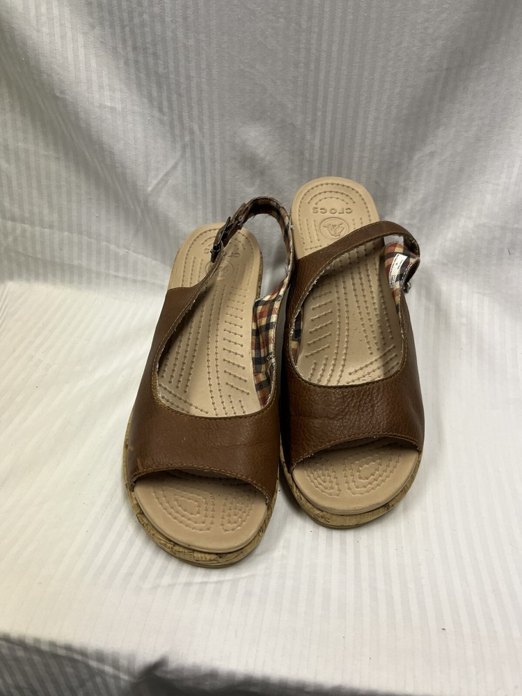 Women’s Wedge sandal By Crocs Brown Sz 8W