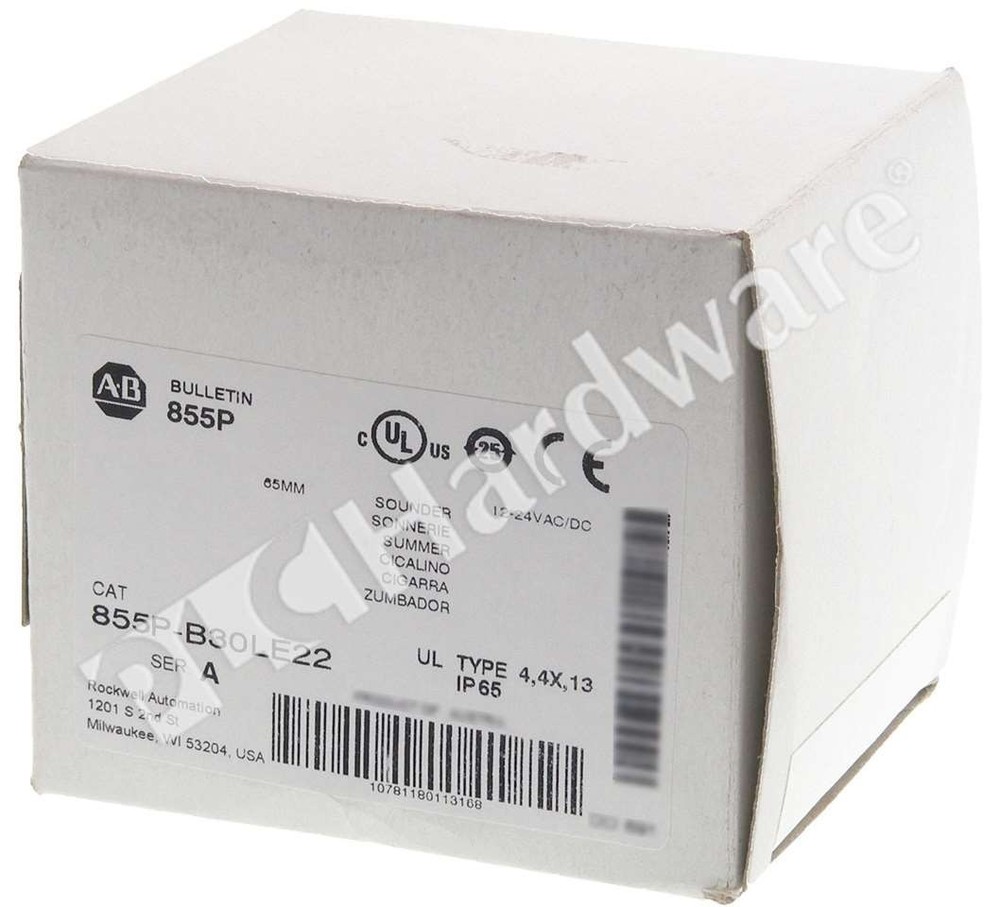 Open Pre-owned Allen Bradley 855P-B30LE22 Ser A 12-24VAC/DC Panel Mount Sounder