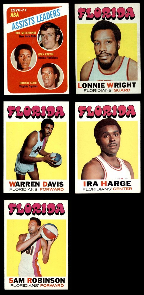 Vintage 1971-72 Topps Miami Floridians Near-Complete Team Set Graded 5.5 EX+ Condition 6911159