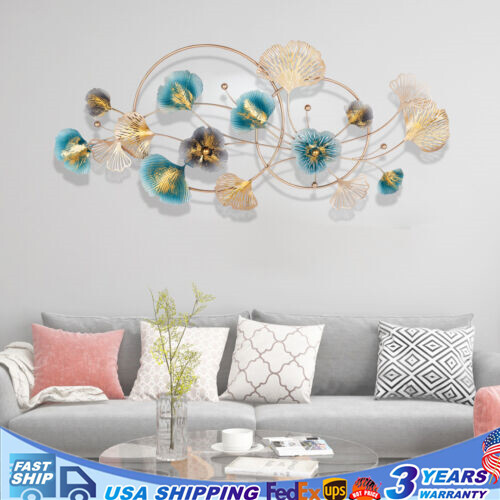 For Bedroom Living Room 3D Metal Engraving Ginkgo Wall Decor Hanging Art Decor