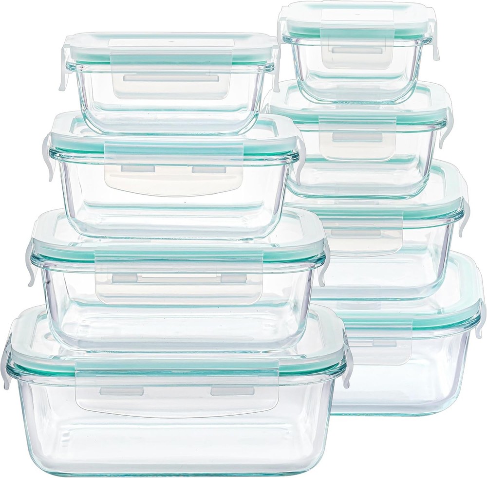 Vtopmart 8 Pack Glass Food Storage Containers with Airtight Lids, Glass Meal Pre