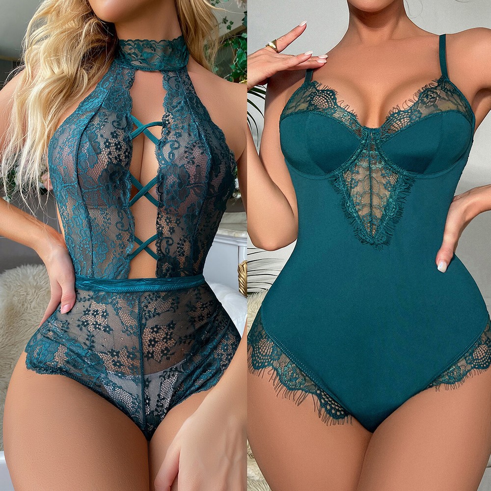 Sexy Lace Bodysuit Babydoll Nightwear for Women