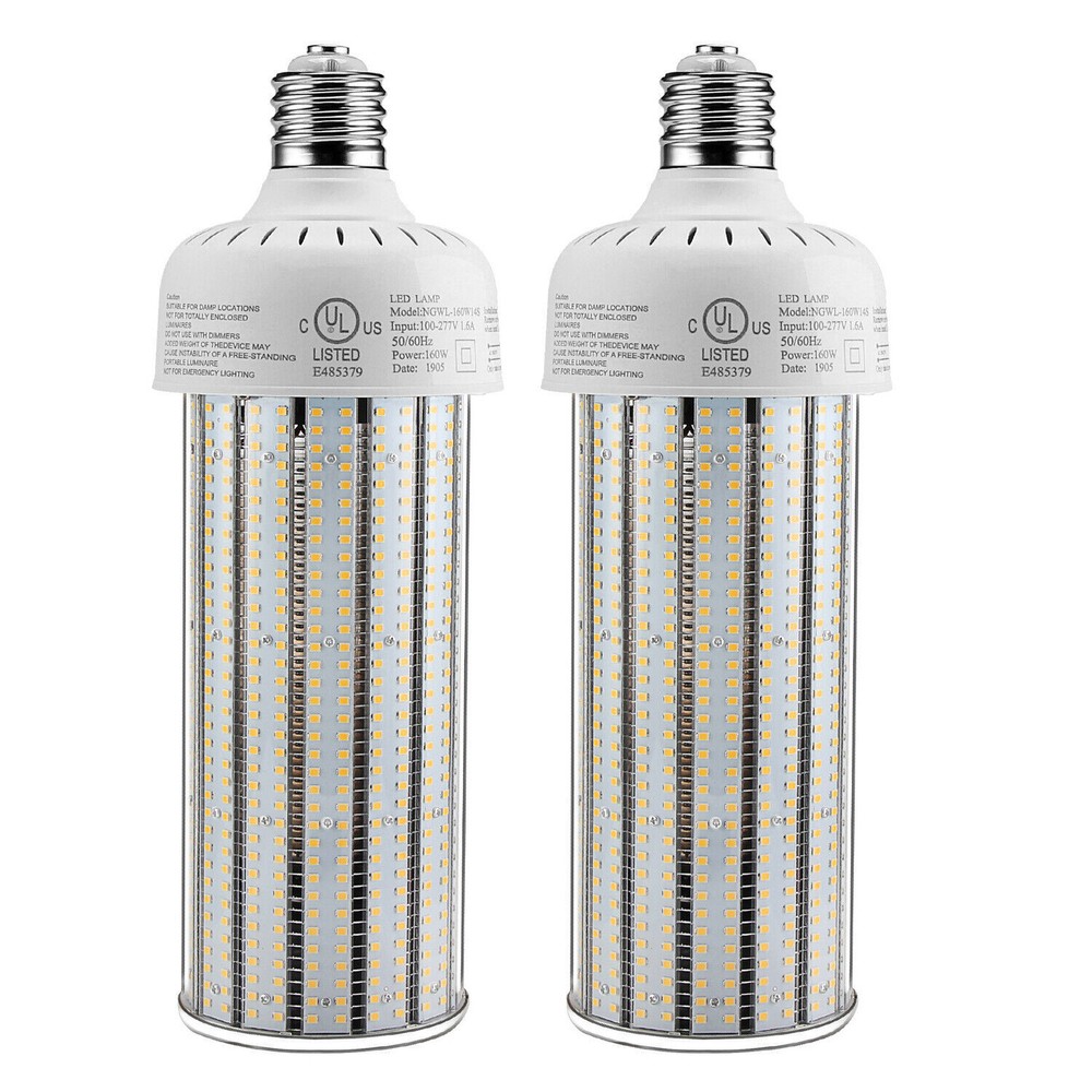 【2 PACK】160W LED Corn Bulb 6000K for Store Factory Workshop Open Fixture Light