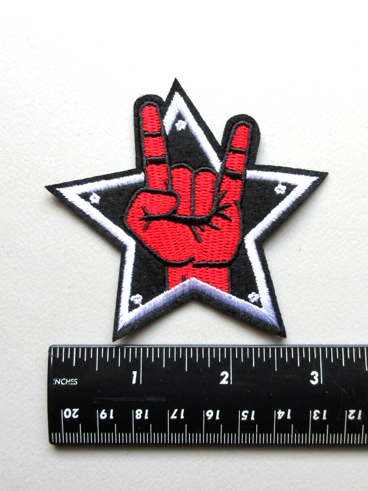 Devil Horns Hand Gesture Metal Music Fan Embroidered Iron-On Patch