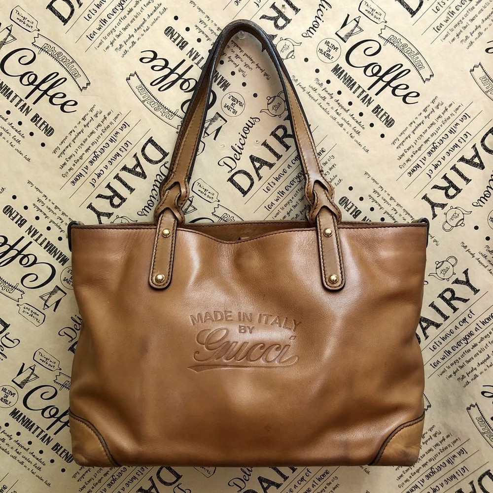 Gucci GG Canvas Tote Bag with Leather Trim and Diamante Accents FP507 Japan Import